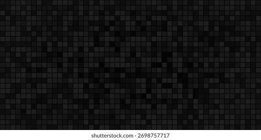 Abstract dark background of small squares or pixels in shades of black and gray colors.