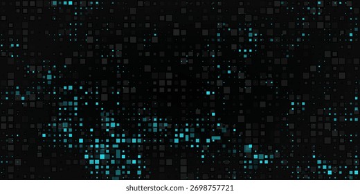 Fundo escuro abstrato de pequenos quadrados ou pixels em tons de preto e cinza cores.