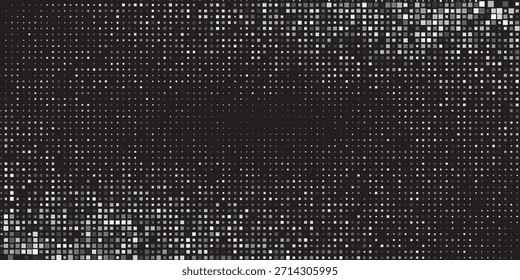 Abstract dark background of small squares or pixels in black and gray color shades.vector