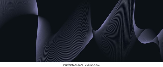 Abstract dark background with smooth, flowing lines. The background is black with subtle black gradients and textures, creating a sleek look. Minimal abstract wavy gradient vector background