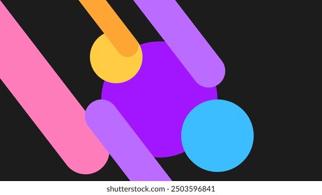 ABSTRACT DARK BACKGROUND SMOOTH LIQUID  WITH GEOMETRIC CIRCLE SHAPES FLAT COLORFUL DESIGN VECTOR TEMPLATE GOOD FOR MODERN WEBSITE, WALLPAPER, COVER DESIGN 