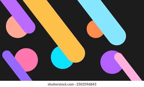 ABSTRACT DARK BACKGROUND SMOOTH LIQUID  WITH GEOMETRIC CIRCLE SHAPES FLAT COLORFUL DESIGN VECTOR TEMPLATE GOOD FOR MODERN WEBSITE, WALLPAPER, COVER DESIGN 