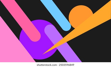 ABSTRACT DARK BACKGROUND SMOOTH LIQUID  WITH GEOMETRIC CIRCLE SHAPES FLAT COLORFUL DESIGN VECTOR TEMPLATE GOOD FOR MODERN WEBSITE, WALLPAPER, COVER DESIGN 