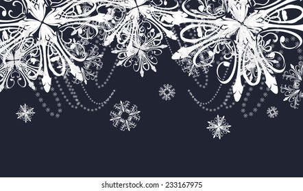 Abstract dark background with snowflakes. Vector