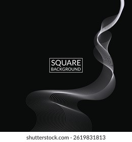 Abstract dark background for social media post and branding presentations with artwork of colorful wireframe on dark square background 71