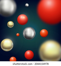 Abstract dark background with spheres in different colors.