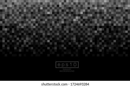 Abstract dark background squares or pixels in shades of black and grey colors. Mosaic style, Digital, cell. Geometry template. can use for cover brochure template, poster, banner web, flyer, print as.