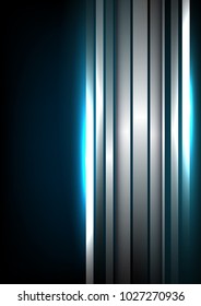 Abstract dark background. Straight silver lines, blue glow.