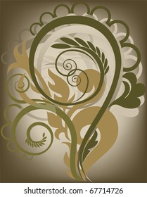 abstract dark background with a stylized plant