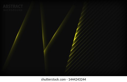 Abstract dark background. Texture with stripe pattern and yellow lights element. Modern tech design template background.