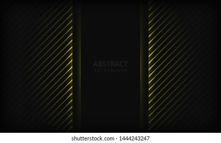 Abstract dark background. Texture with stripe pattern and yellow lights element. Modern tech design template background.