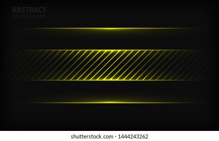 Abstract dark background. Texture with stripe pattern and yellow lights element. Modern tech design template background.