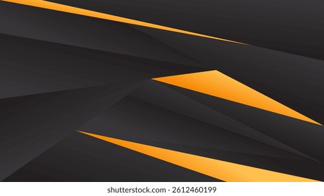 ABSTRACT DARK BACKGROUND WITH TRIANGLE GEOMETRIC SHAPES ORANGE GRADIENT COLOR DESIGN VECTOR TEMPLATE GOOD FOR MODERN WEBSITE, WALLPAPER, COVER DESIGN, LANDING PAGE