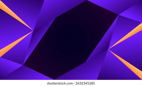 ABSTRACT DARK BACKGROUND WITH TRIANGLE GEOMETRIC SHAPES BLUE PURPLE ORANGE GRADIENT COLOR DESIGN VECTOR TEMPLATE GOOD FOR MODERN WEBSITE, WALLPAPER, COVER DESIGN, LANDING PAGE
