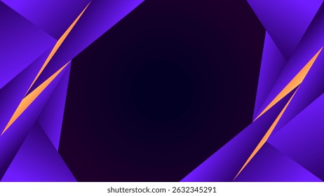 ABSTRACT DARK BACKGROUND WITH TRIANGLE GEOMETRIC SHAPES BLUE PURPLE ORANGE GRADIENT COLOR DESIGN VECTOR TEMPLATE GOOD FOR MODERN WEBSITE, WALLPAPER, COVER DESIGN, LANDING PAGE
