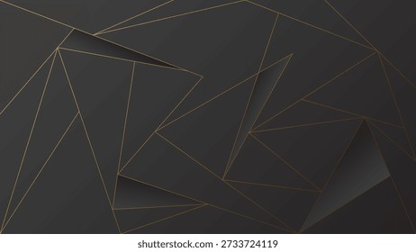 Abstract Dark Background With Triangle Geometric Shapes Gradient Gold Color Design Vector. Ideal for Social Media Posts, Website Banners, Presentations, Branding, Beauty, Fashion, and Digital Marketing Designs.