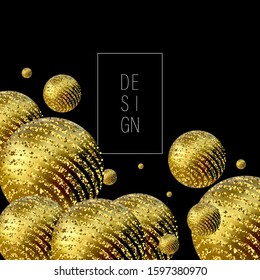 
Abstract dark background. Vector golden balls. Design element