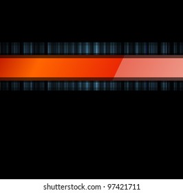 Abstract dark background vector with orange glossy element