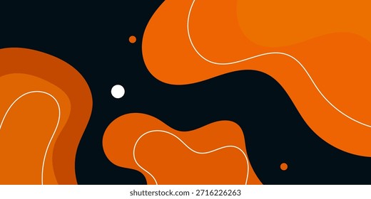 Fondo oscuro Abstractas con vibrantes Formas de fluidos naranjas. Diseño moderno de moda en Ilustración vectorial