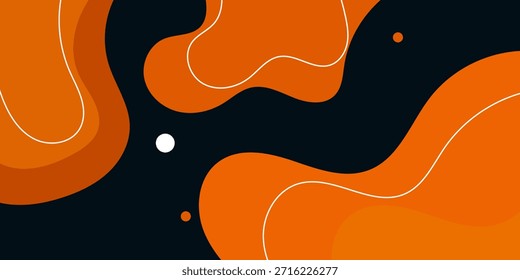 Abstrakter dunkler Hintergrund mit lebendigen orangefarbenen Fluidformen