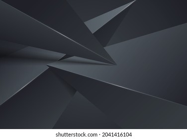 Abstract dark background with volumetric triangles.