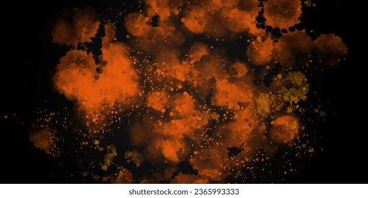 Resumen de fondo oscuro. salpicaduras de color de agua, caídas. tonos anaranjados