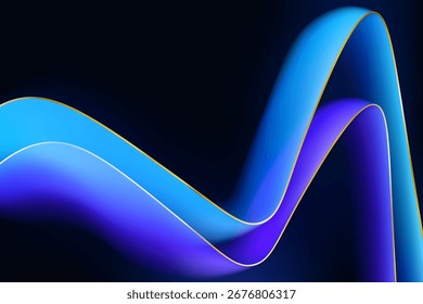 Fondo oscuro Abstractas y cintas azules de la onda