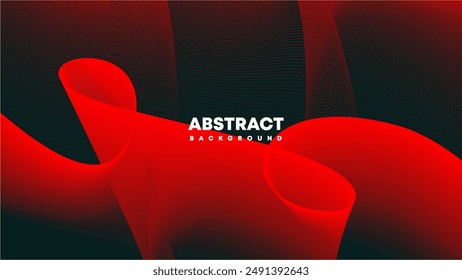 abstract dark background waves red lines, abstract wallpaper, business card template, presentation and banner