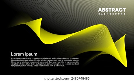 abstract dark background waves yellow lines, abstract wallpaper, business card template, presentation and banner