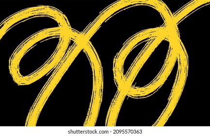 Abstract dark background. Yellow circles and waves. Vector illustration