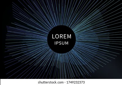 Resumen de fondo oscuro.Elementos con líneas para la visualización de análisis de grandes datos. Visualización del flujo de partículas de Big Data.vector