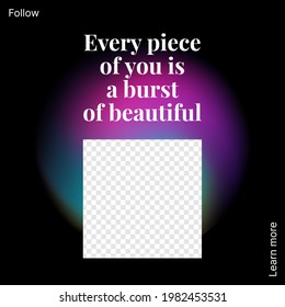 Abstract Dark Banner With Transparent Background. Post Template for Social Media. Vector illustration