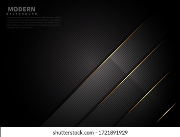 Abstract dark black color background overlapping layers decor golden   lines and copy space for text  Luxury style  Vector illustration