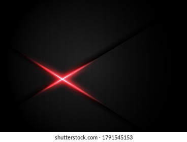 Resumen de color negro oscuro que se solapa con capas de neón rojo brillando la luz. Concepto tecnológico. Ilustración del vector