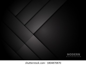 Abstract dark black color background overlapping layers decor with copy space for text. Luxury style. Vector illustration