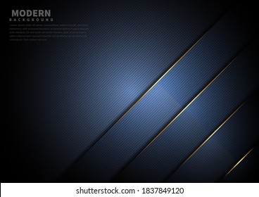 Abstract dark black color background overlapping layers decor golden   lines with copy space for text. Luxury style. Vector illustration