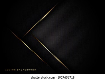 Abstract dark black color background overlapping layers decor golden lines with copy space for text. Luxury style. Vector illustration