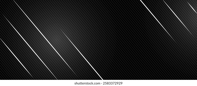 Abstract dark black color background overlapping layers decor white lines with copy space for text. Luxury style. Vector illustration