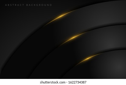 Abstract dark black geometry background combine with golden line