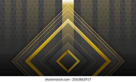 Abstract Dark Black Gold Material Modern Background With Golden Lines Stripes Shadows Backdrop Wallpaper Decoration Vector Design Style