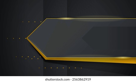 Abstract Dark Black Gold Material Modern Background With Golden Lines Stripes Shadows Backdrop Wallpaper Decoration Vector Design Style