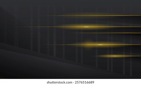 Abstract Dark Black Gold Material Modern Background With Golden Lines Stripes Shadows Backdrop Wallpaper Decoration Vector Design Style