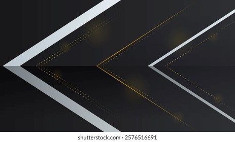 Abstract Dark Black Gold Material Modern Background With Golden Lines Stripes Shadows Backdrop Wallpaper Decoration Vector Design Style