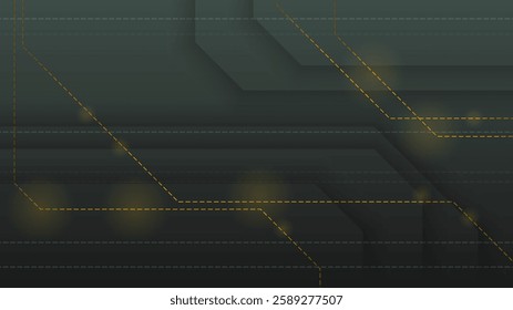 Abstract Dark Black Gold Material Modern Background With Golden Lines Stripes Shadows Backdrop Wallpaper Decoration Vector Design Style