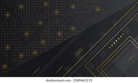 Abstract Dark Black Gold Material Modern Background With Golden Lines Stripes Shadows Backdrop Wallpaper Decoration Vector Design Style