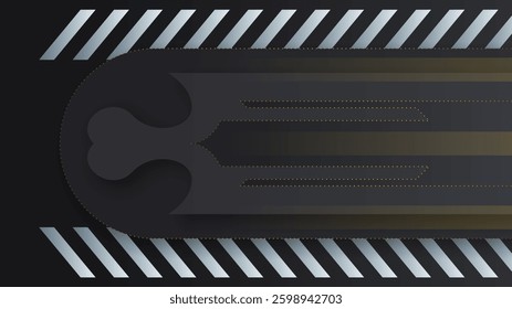 Abstract Dark Black Gold Material Modern Background With Golden Lines Stripes Shadows Backdrop Wallpaper Decoration Vector Design Style