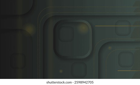 Abstract Dark Black Gold Material Modern Background With Golden Lines Stripes Shadows Backdrop Wallpaper Decoration Vector Design Style
