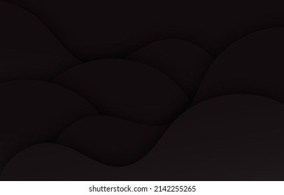 Abstract dark black gradient technology papercut background design for website, poster, brand identity, brochure, presentation template with geometric natural wave 