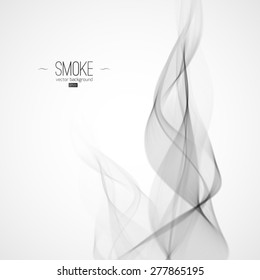 Abstract dark black and gray wave. Vector isolated transparent curly smoky element for your design. Wave color is easy to change