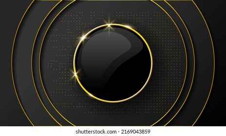 Resumen Color Negro Oscuro Material Fondo Moderno Con Líneas Doradas Rayas Sombras Fondo De Pantalla Decoración Vector Estilo Diseño
